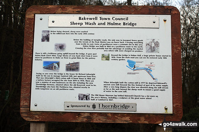 Walk d208 Deep Dale and the Wye Valley from Monsal Dale - Information Board by the River Wye near Holme Bridge