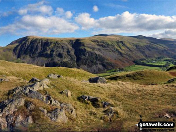 Walk c334 High Rigg from Legburthwaite - Clough Head, Fisher's Wife's Rake, Calfhow Pike, Great Dodd, Watson's Dodd, Stybarrow Dodd, Raise (Helvellyn) and Helvellyn from the summit of High Rigg