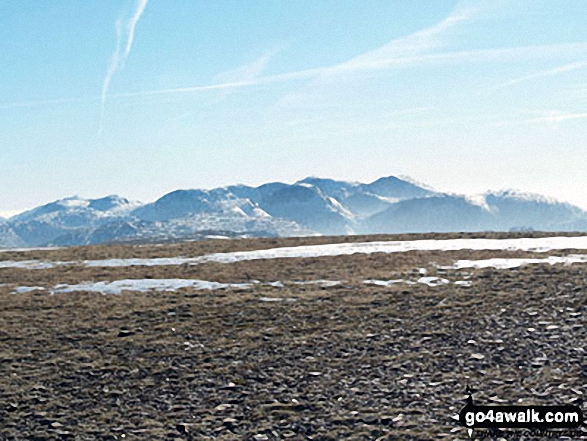 Walk c310 The Coledale Horseshoe from Braithwaite - The snow covered Southern Fells from Crag Hill (Eel Crag) trig point