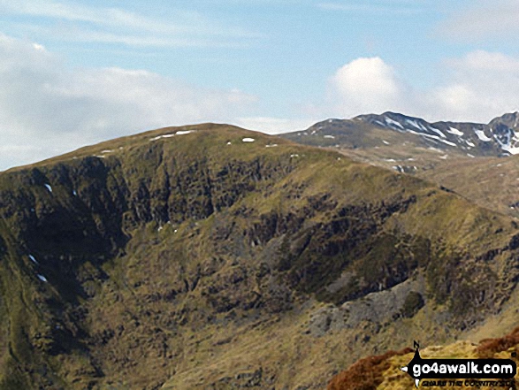 Walk c286 The Glenridding Skyline from Glenridding - Birkhouse Moor (foreground) and Striding Edge (right background) from Sheffield Pike