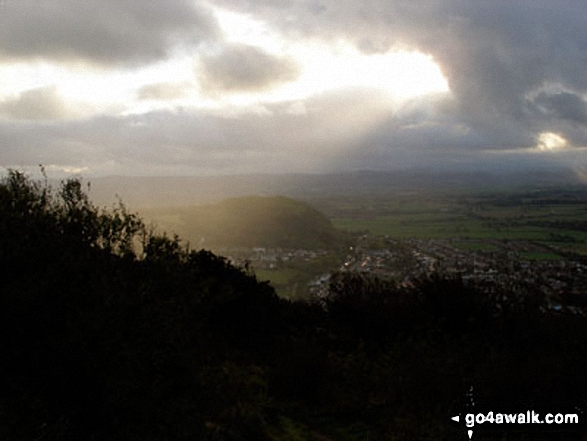 Walk dn143 Dyserth and The Offa's Dyke Path from Prestatyn - The sun breaks through the clouds from The Offa's Dyke Path<br>above Crag y Fran, Prestatyn