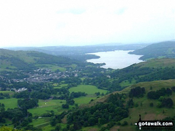 Walk c389 Great Rigg, Fairfield and Hart Crag from Ambleside - Ambleside and Windermere from Nab Scar