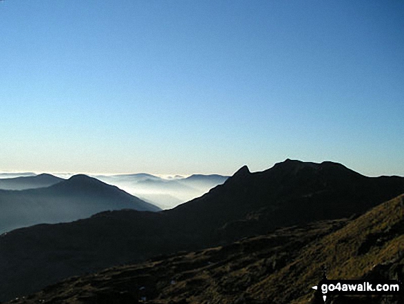 The Cobbler (Ben Arthur) from Beinn Narnain, looking over the hills surrounding Loch Long