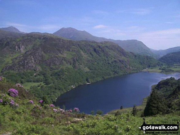 Llyn Dinas with Snowdon and Crib Goch beyond from Grib Ddu 