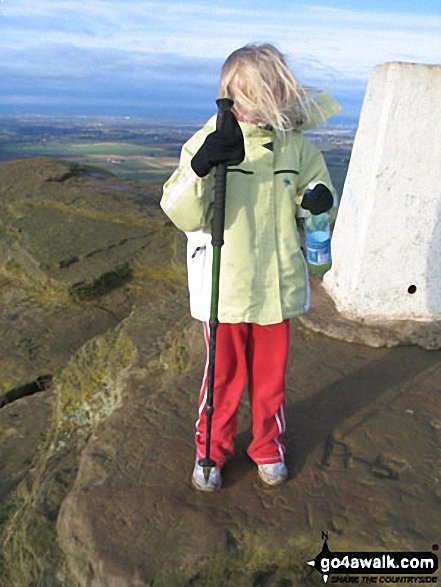 My granddaughter, Daniel on Roseberry Topping in The North York Moors National Park North Yorkshire England
