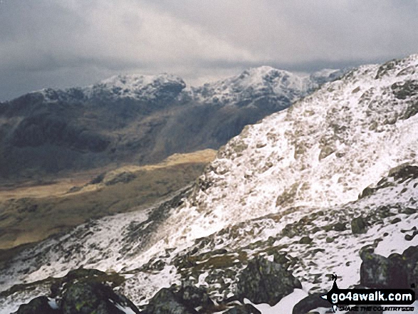 Walk c414 Crinkle Crags and Bow Fell (Bowfell) from The Old Dungeon Ghyll, Great Langdale - The Scafell Massif from Crinkle Crags (Long Top)