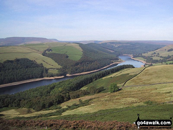 Walk d121 Back Tor from Ashopton Bridge, Ladybower Reservoir - Ladybower Reservoir from Derwent Edge