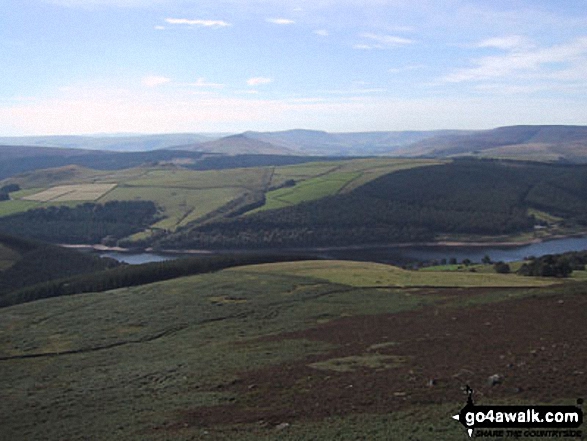 Walk d121 Back Tor from Ashopton Bridge, Ladybower Reservoir - Ladybower Reservoir from Derwent Edge