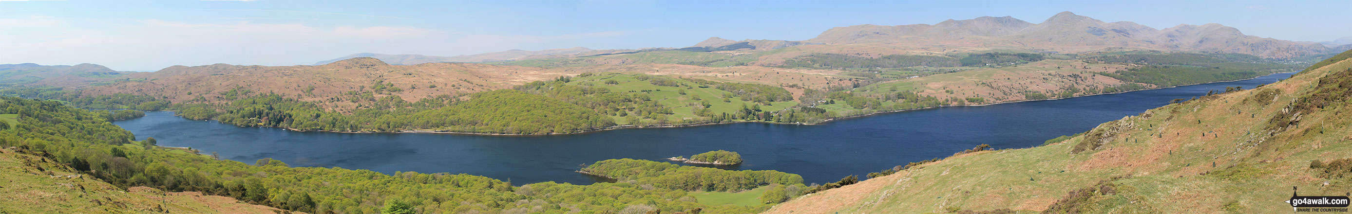 Coniston Water with Beacon (Blawith Fells), Caw (Dunnerdale Fells),  White Maiden, Walna Scar, Dow Crag and The Old Man of Coniston (right) from Great Hill (Consiton)