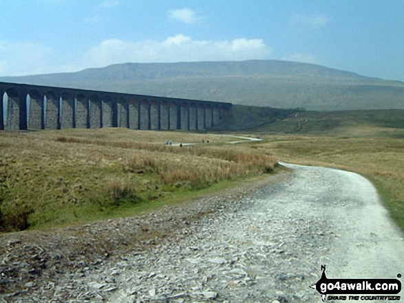 Walk ny130 Ingleborough and Raven Scar from The Old Hill Inn, Ribblehead - Ribblehead Viaduct with Whernside beyond