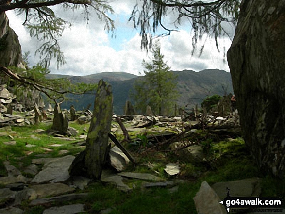 Walk c135 Castle Crag and Rosthwaite from Seatoller (Borrowdale) - Slate stones on Castle Crag