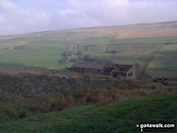 Walk wy155 New Laithe Moor and Hardcastle Crags from Midgehole - East from Cobby Farm nr Shackleton Knoll