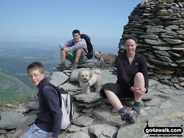 Walk c179 The Seathwaite Round from Seathwaite, Duddon Valley - On the summit of The Old Man of Coniston