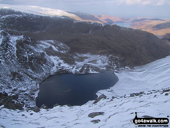 Walk c114 High Street from Mardale Head - Small Water with Rough Crag (Riggindale) beyond from Nan Bield Pass