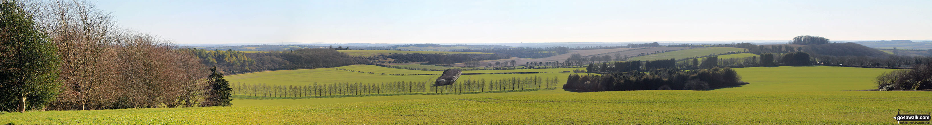 Walk ha111 Cheesefoot Down from Winchester - Panoramic view of Fawley Down from Telegraph Hill