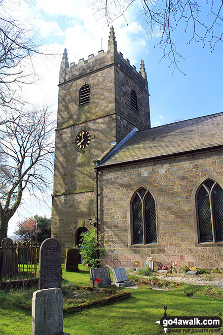 Walk d157 The Limestone Way, Birchover and Anthony Hill from Elton - All Saints Church, Elton