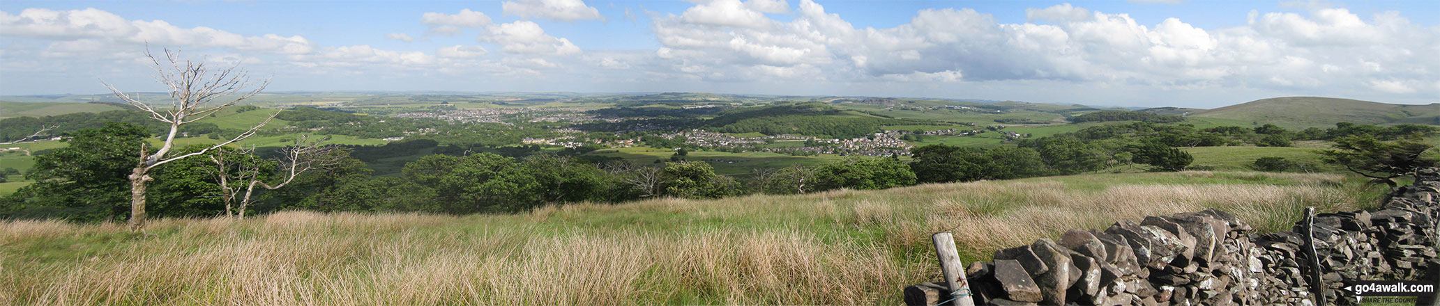 The view east towards Buxton from the summit of Burbage Edge