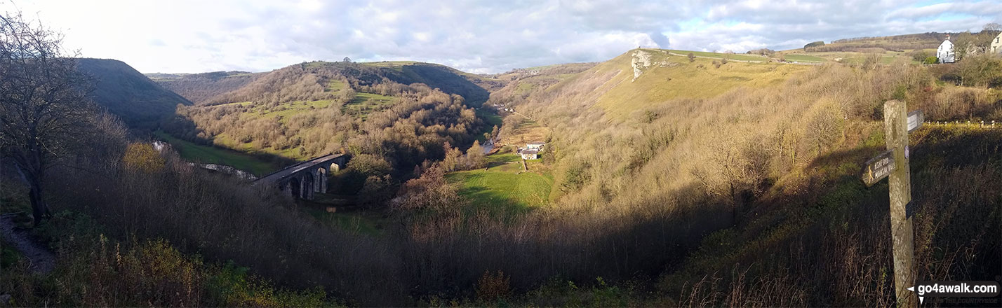 Walk d160 Upperdale, Water-cum-Jolly Dale and The Monsal Trail from Monsal Head - Monsal Dale, Monsal Viaduct and Upperdale from Monsal Head