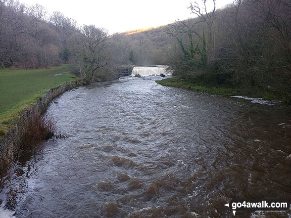 Walk d270 Monsal Head, Monsal Dale and Deep Dale from Ashford in the Water - Approaching the weir on the River Wye in Monsal Dale