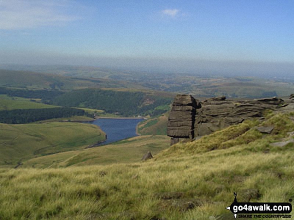 Walk d263 Seal Stones (Kinder Scout), Fairbrook Naze (Kinder Scout) and Mill Hill from Birchin Clough - Kinder Reservoir and Hayfield from Sandy Heys, Kinder Scout