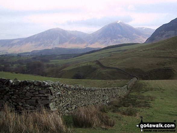 Whiteside (Crummock) (centre left) and Grasmoor (centre right) and the shoulder of Mellbreak (far right) from above High Nook Farm, Loweswater