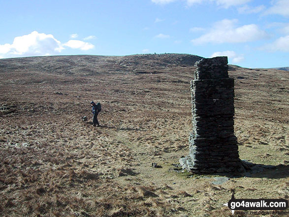 Walk c362 Branstree and High Street from Mardale Head - Stone pillar in the col between Branstree (North East Top) and Branstree (Artlecrag Pike)