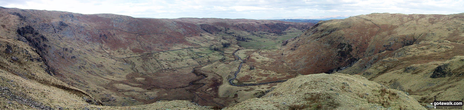 Swindale with the lower slopes of Selside Pike (left) and Fewling Stone (right) from Nabs Crag