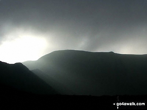 Walk c220 Helvellyn via Striding Edge from Glenridding - Striding Edge (left) and Helvellyn from near Hole-in-the-wall