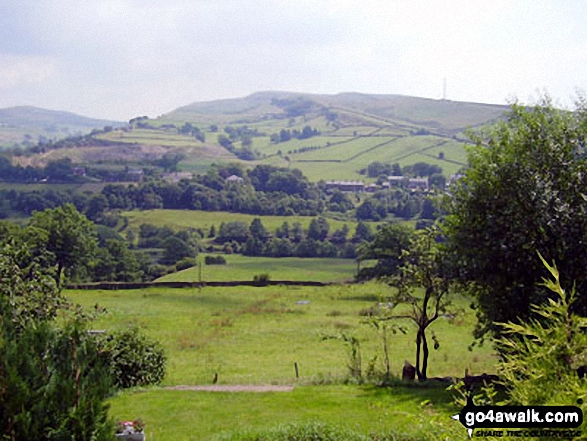 Walk d321 Mill Hill and Middle Moor from Hayfield - Chinley Churn above Birch Vale and The Sett Valley Trail from<br> The Pennine Bridleway on the lower slopes of Lantern Pike