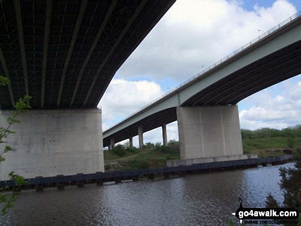 Walking beneath the Thelwall Viaduct & the M6 (and much traffic) along The Manchester Ship Canal 