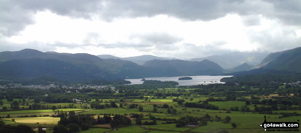 Walk c321 Skiddaw and Lonscale Fell from Millbeck, nr Keswick - *Keswick, Derwent Water and Borrowdale from Doups