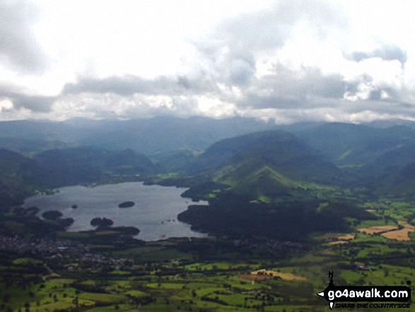 Walk c447 The Skiddaw Massif from Millbeck, nr Keswick - Derwent Water and Cat Bells (Catbells) from Skiddaw