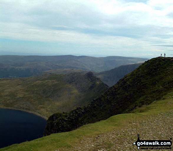 Walk c124 Helvellyn Ridge from Thirlmere - Striding Edge and Red Tarn from Helvellyn Summit