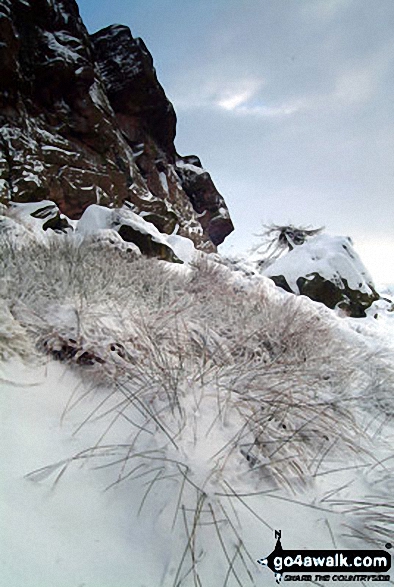 Walk s221 Gib Tor, The Roaches and Hen Cloud from Upper Hulme - Snow on The Roaches