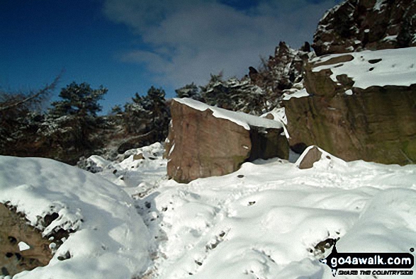 Walk s161 The Roaches and Lud's Church from Five Clouds, Upper Hulme - Snow on The Roaches