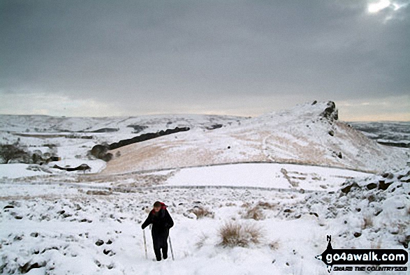 Walk s178 The Roaches and Hen Cloud from Five Clouds, Upper Hulme - Snow on The Roaches