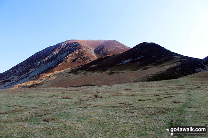 Early morning sun on Whiteside (Crummock) (left) and Whin Ben (right) from Lanthwaite Green