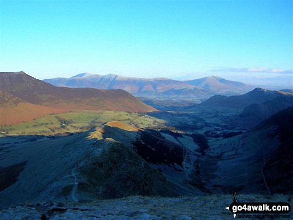 Walk c313 The Newlands Fells from Hawes End - Skiddaw (left) and Blencathra (right) from the slopes of Robinson