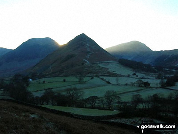 Walk c253 The Newlands Valley from Hawes End - Hindscarth (left), Scope End (centre) and Robinson (right) from above Little Town