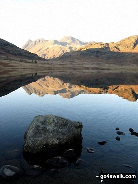 Walk c147 Little Langdale and Great Langdale from Elterwater - The Langdale Pikes from Blea Tarn