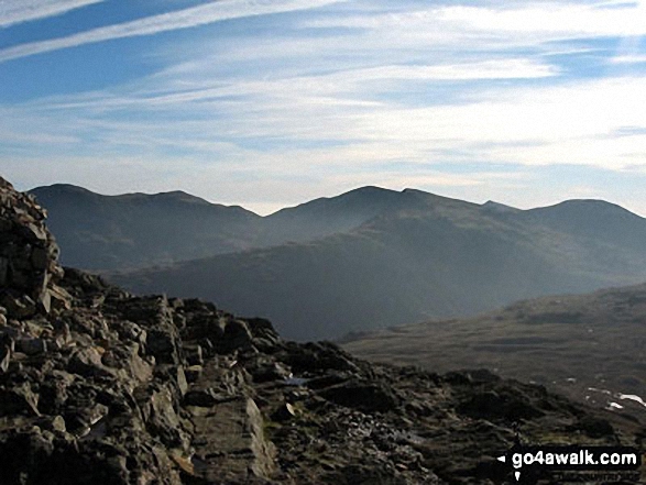 Walk c425 The Oxendale Fells from The Old Dungeon Ghyll, Great Langdale - The Coniston Fells from Pike of Blisco (Pike o' Blisco)