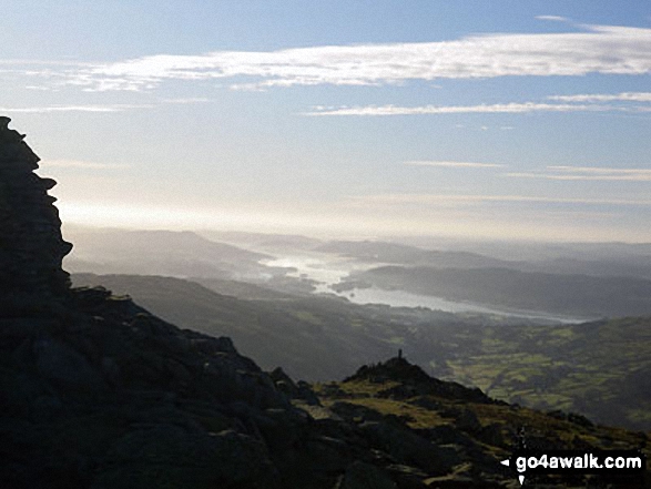 Walk c153 Thornthwaite Crag from Troutbeck - Lake Windermere from the summit of Ill Bell