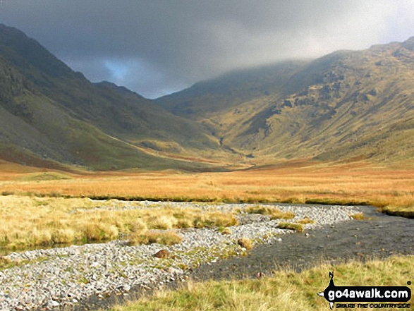 Walk c402 Harter Fell and Hard Knott from The Woolpack Inn, Eskdale - The head of Eskdale from Great Moss