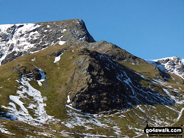 Walk c245 Blencathra from Mungrisdale - Brunt Knott and Sharp Edge with Atkinson Pike above from Scales Beck