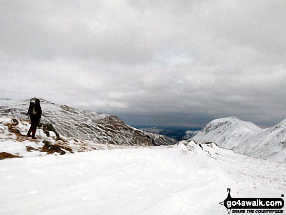 Walk c266 Seat Sandal and Fairfield from Grasmere - Me on the left, looking towards Ullswater & St Sunday Crag (right) from a very snowy Seat Sandal