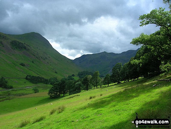 Looking up Grisedale with St Sunday Crag (left) and Dollywagon Pike (centre)