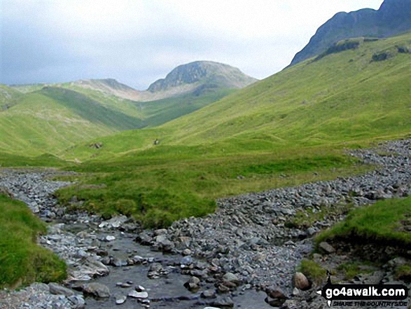 Walk c387 Pillar from Black Sail Hut - Great Gable (centre) and Kirk Fell (right) from below Black Sail Hut (Youth Hostel) Ennerdale