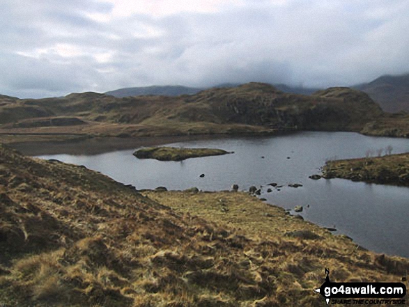 Walk c194 Scafell Pike from The Old Dungeon Ghyll, Great Langdale - Brock Crags from Angle Tarn