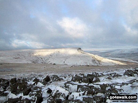 Walk c282 Wild Boar Fell from Cotegill Bridge - Wild Boar Fell from Swarth Fell in the snow