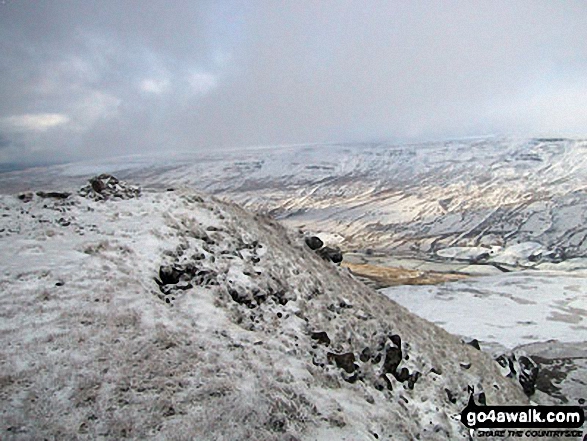 Walk c323 Wild Boar Fell and Swarth Fell from Needle House Farm - Nine Standards Rigg and upper Mallerstang Common from<br>Wild Boar Fell in the snow